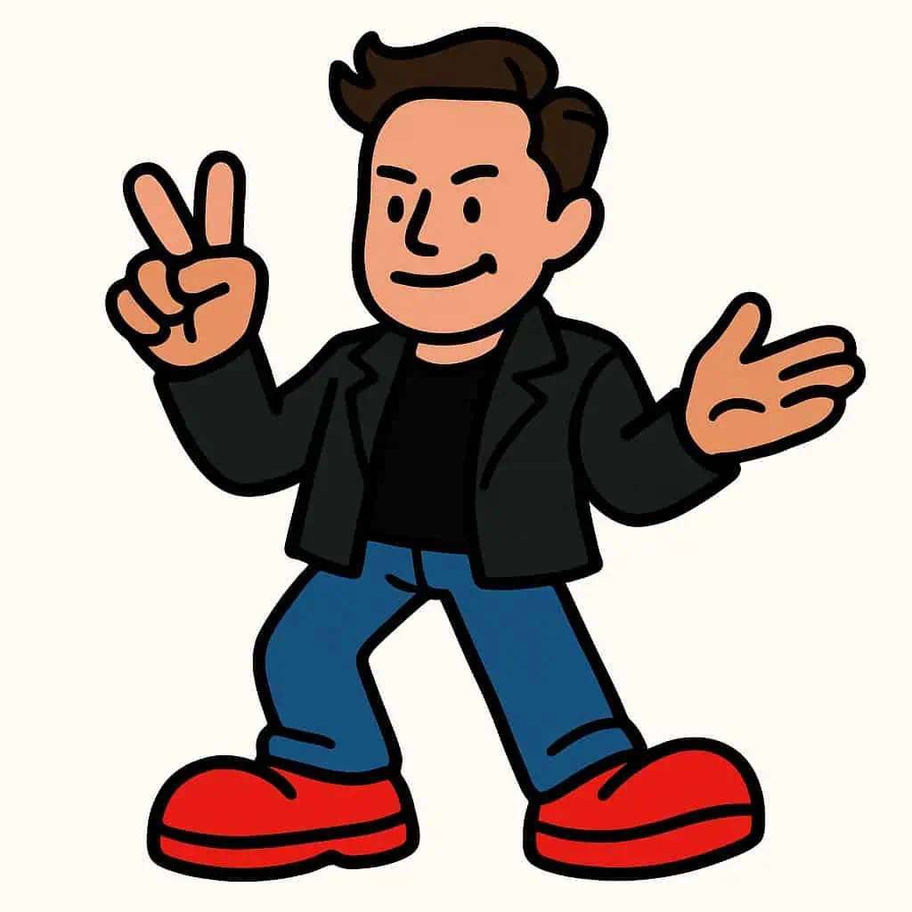 Playful cartoon Elon Musk
