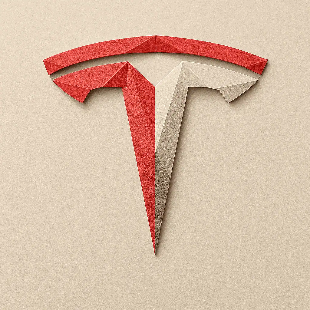 Tesla Logo as Paper Art
