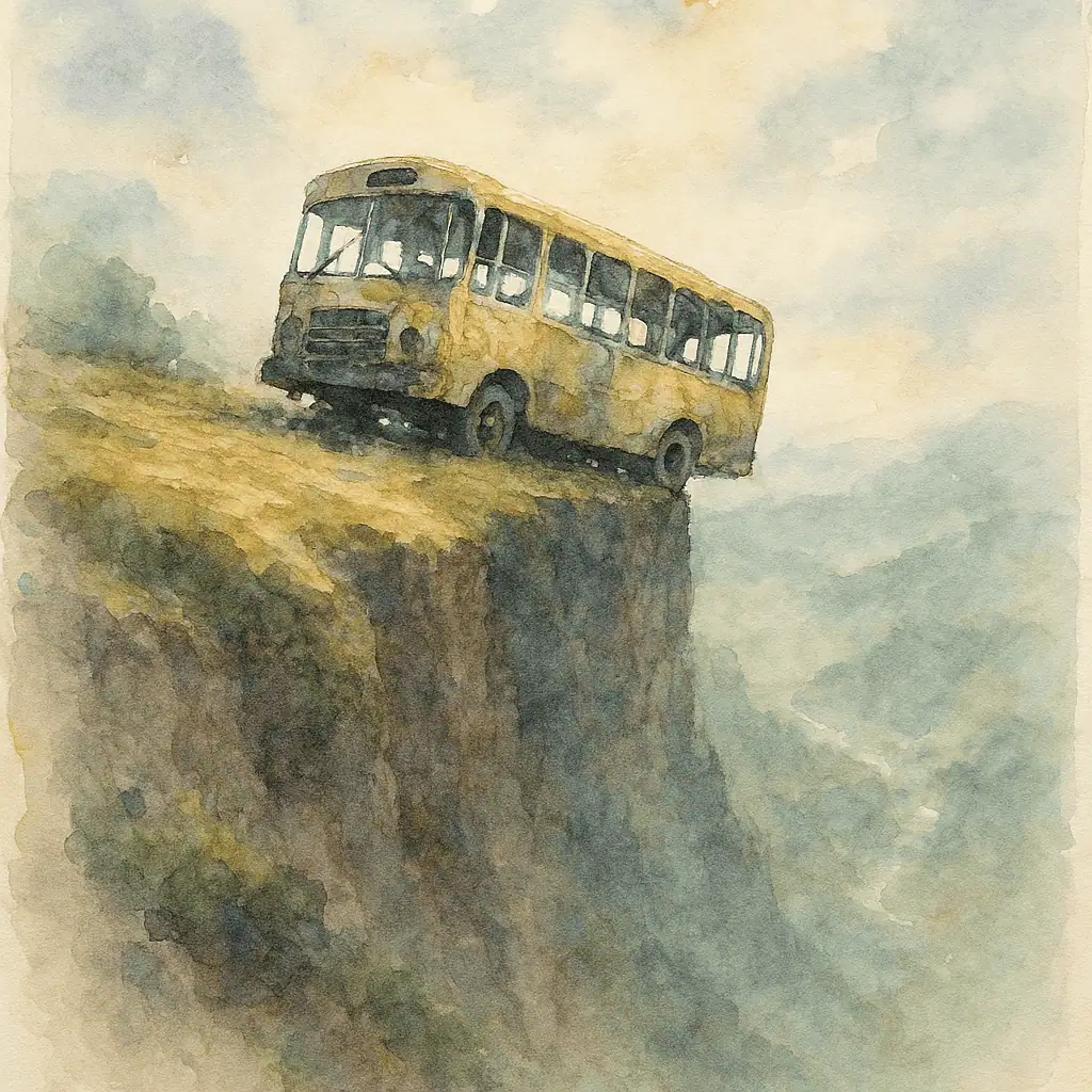 The Cliffside Bus in Watercolor